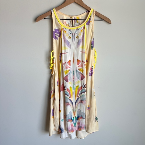 Free People Dream Free Boho Silky Strappy Sleeveless Tunic Top Mini Dress - Picture 2 of 10
